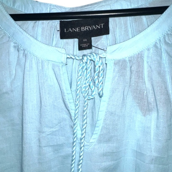 LANE BRYANT | NWT BLUE EYELET KEYHOLE NECK BLOUSE - Picture 4 of 9